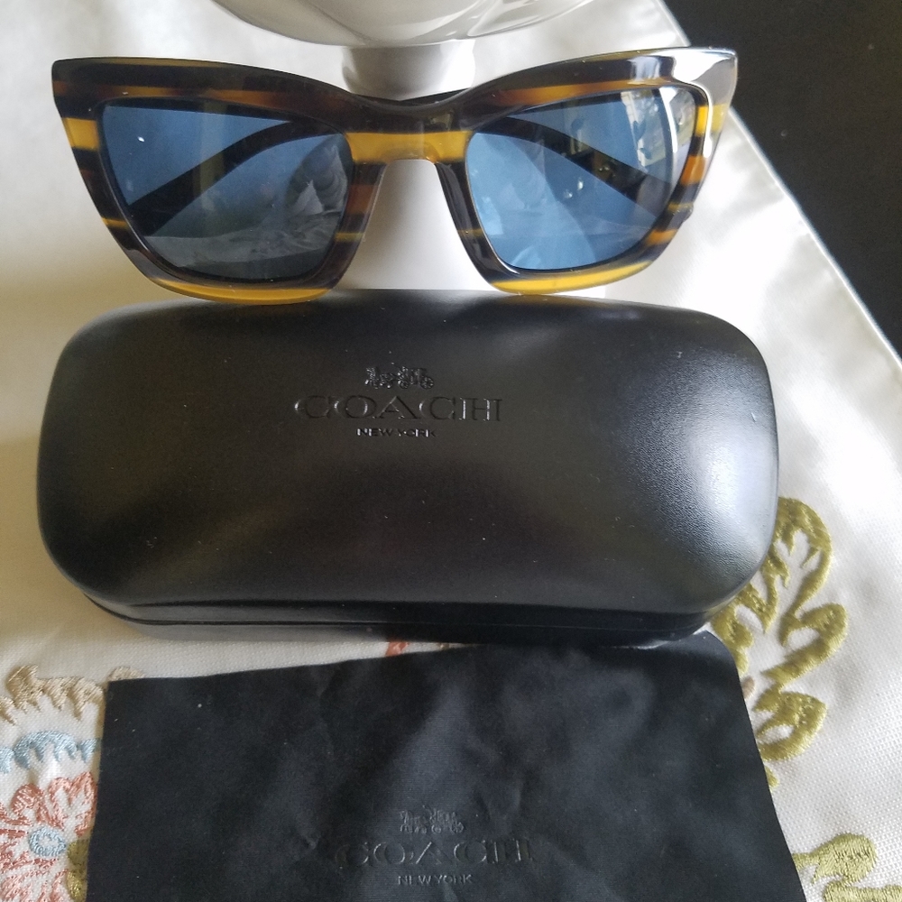 Coach Blue Honey Varsity Stripe Sunglasses - Picture 4 of 8